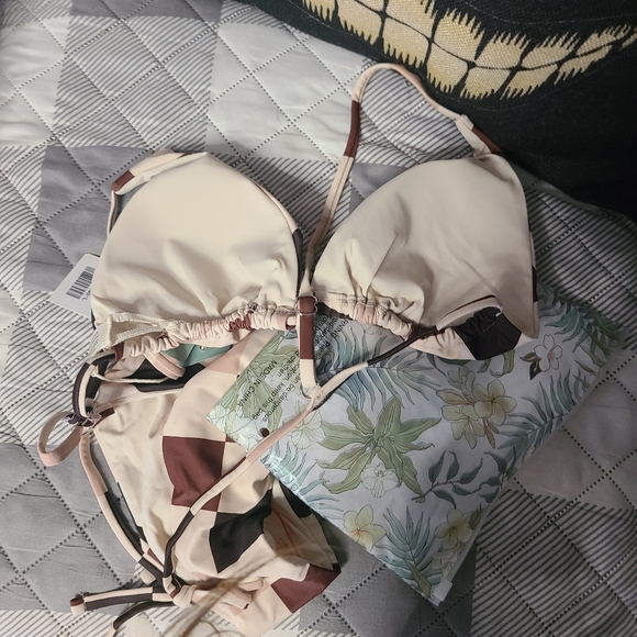 SheKini Bikini Colorblock Brown and Tan, New in Package, Size Large - Picture 5 of 9